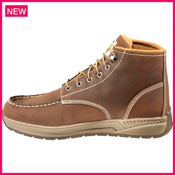 Men\'s Moc Toe Work Boots Leather Wedge Heel Slip Resistant